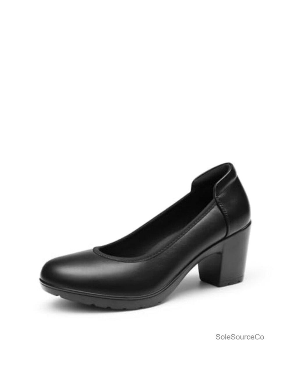Women's Chunky Round Toe Faux Leather Block Heel Pumps Work Shoes